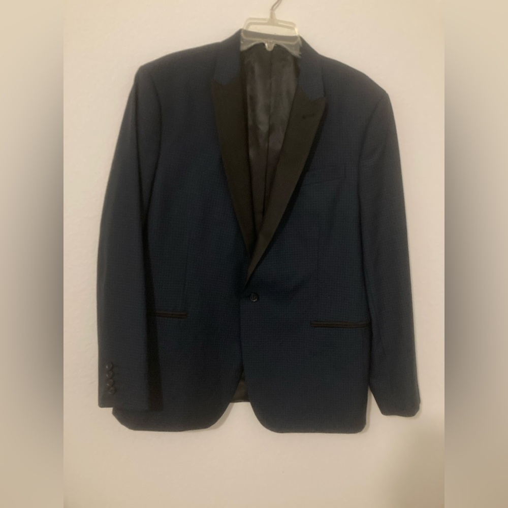 JF J.Ferrar Dark Blue Blazer with Black Lapel. Size Slim. See Measurements